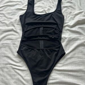 Black Cutout One-Piece Body Suit
